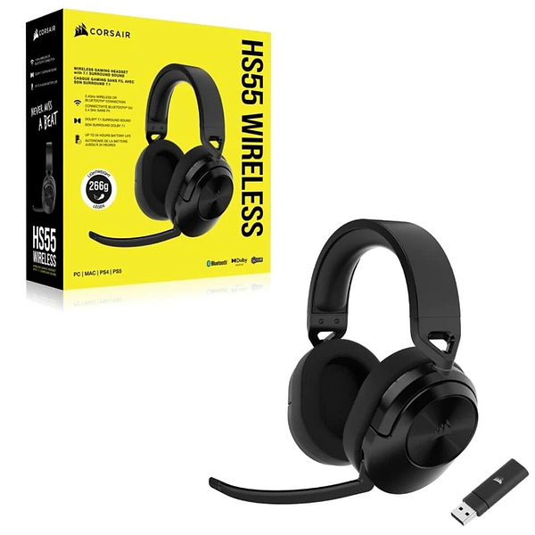 Фото - Гарнитура беспроводная игровая Corsair HS55 Wireless Gaming Dolby 7.1 Carbon (CA-9011280-EU)