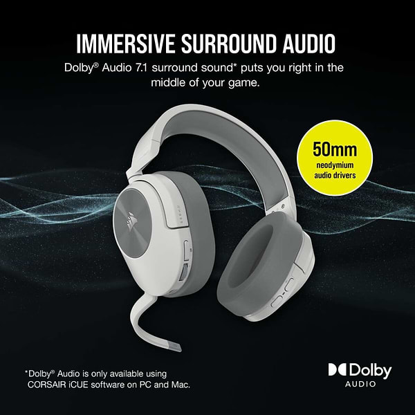 Фото - Гарнітура бездротова ігрова Corsair HS55 Wireless Gaming Dolby 7.1 White (CA-9011281-EU)