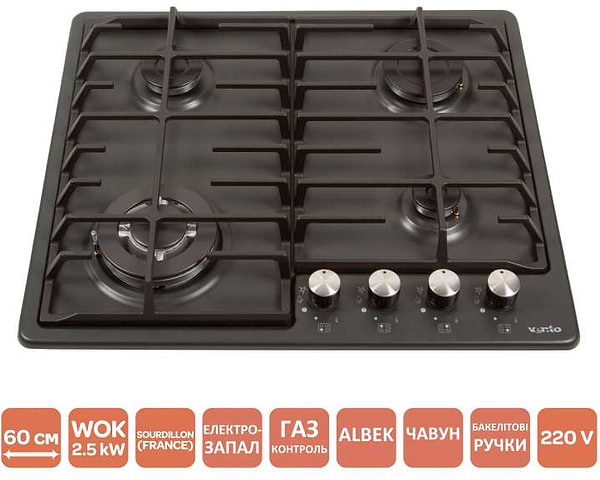 Фото - Варильна поверхня газова Ventolux HG640-DA3 CEST (BK)