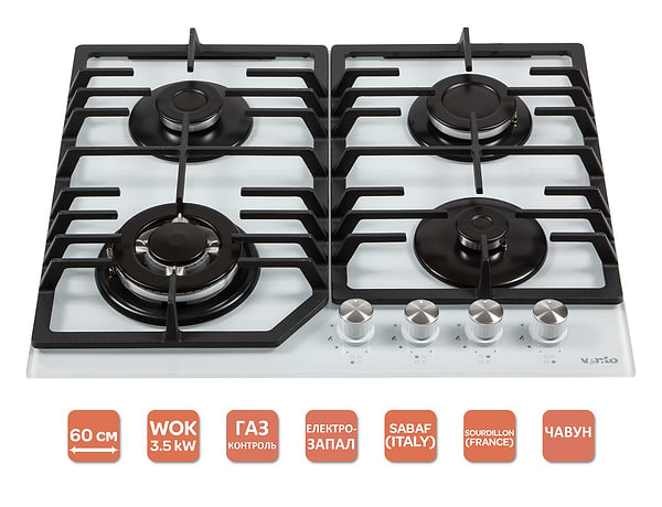 Фото - Варильна поверхня газова Ventolux HSF640-W3G CESBT (WH)