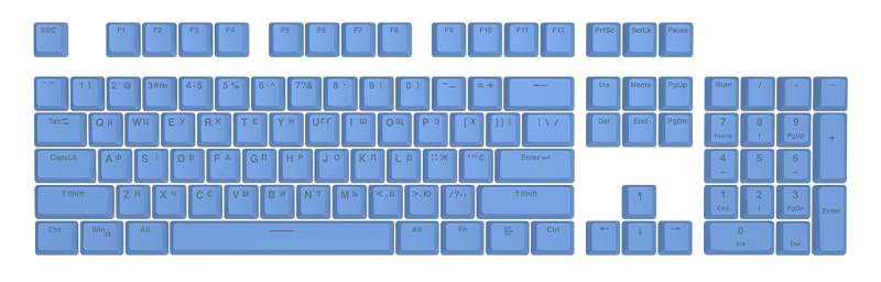 Дополнительные сменные клавиши для клавиатуры Hator First Ukrainian PBT keycaps UKR/ENG/rU Blue (HTS-138)