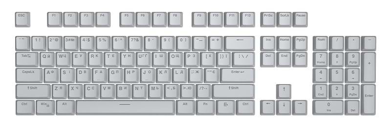 Додаткові змінні клавіші для клавіатури Hator First Ukrainian PBT keycaps UKR/ENG/rU Gray (HTS-137) - Фото 1
