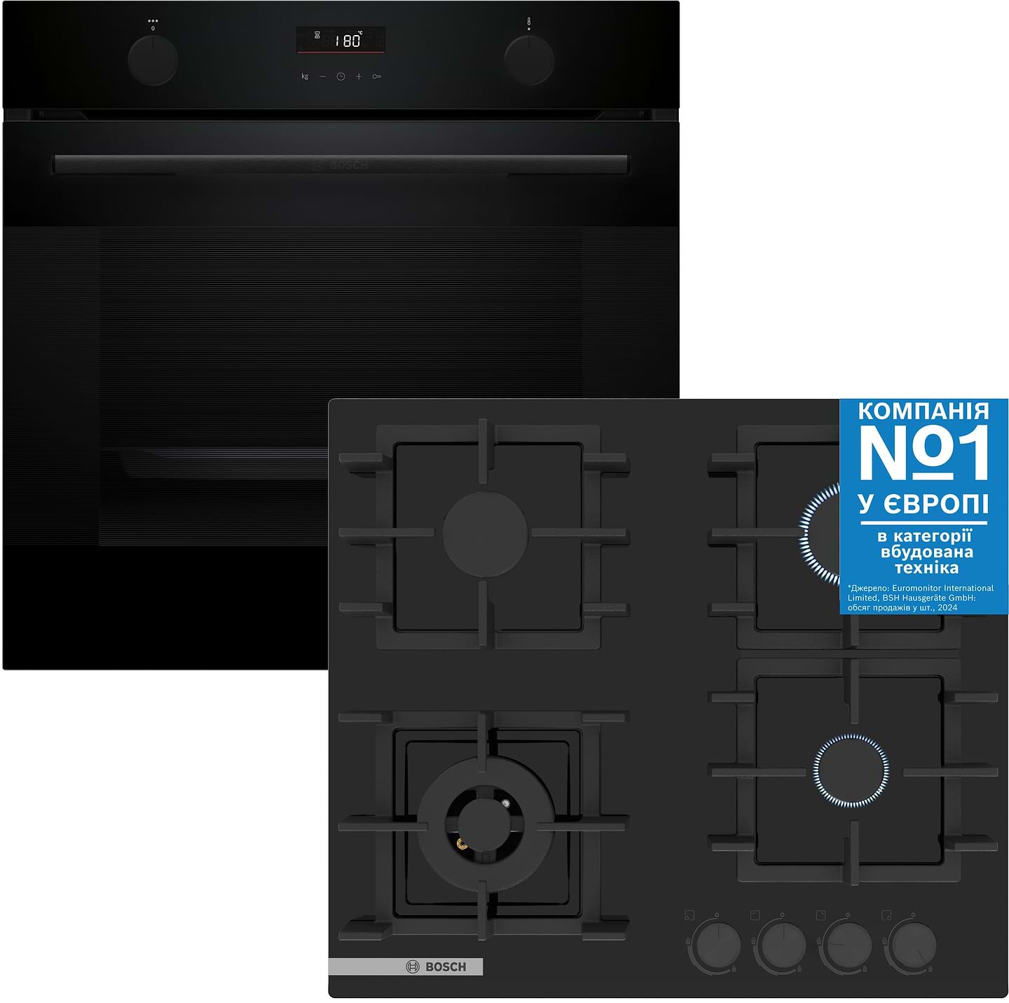 Комплект техніки Bosch Духова шафа + Варильна поверхня Bosch HUA736EA0T + PNK6B6P40R