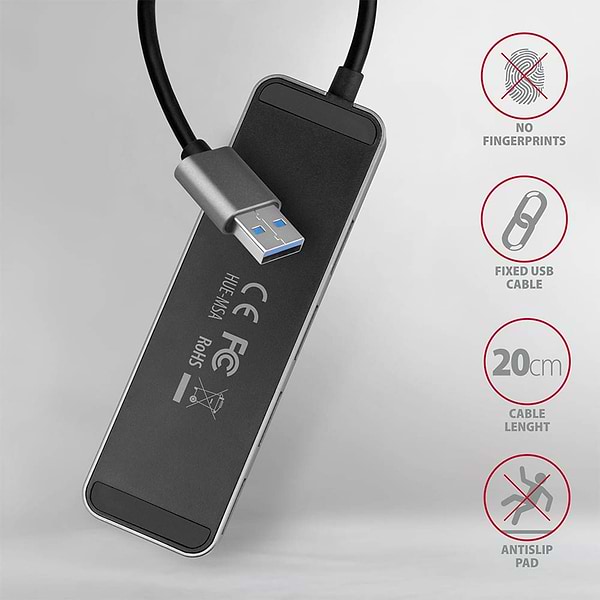 Фото - Хаб USB AXAGON SuperSpeed USB-A SWITCH CHARGING function, 20 см USB-A cable, Silver (HUE-MSA)