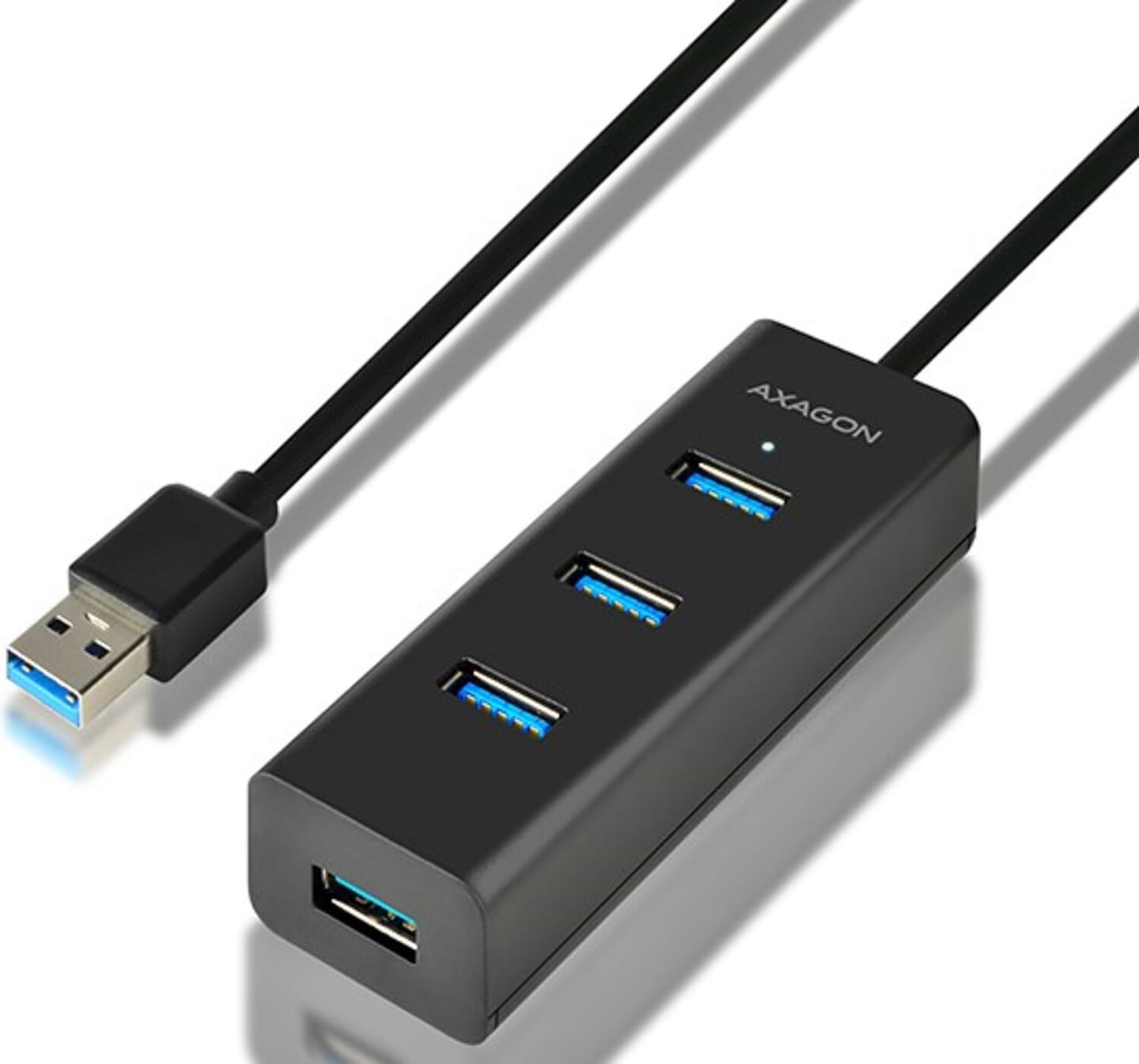 Хаб USB AXAGON USB3.0 CHARGING 2m Cable, MicroUSB Charging, Black (HUE-S2BL)