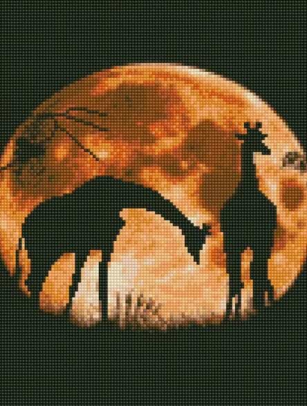 Фото - Алмазная живопись Strateg Жирафы на фоне месяца 30 х 40 см (HX025)