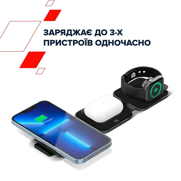 Фото - Бездротовий зарядний пристрій Canyon WS-305 3 в 1 QI Black (CNS-WCS305B)