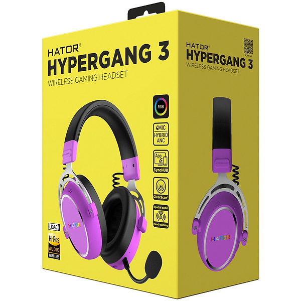 Фото - Гарнітура бездротова ігрова Hator HYPERGANG 3 Hi-Res (ESH52) Wireless Cyber Violet