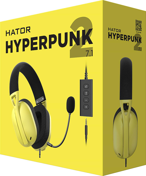 Фото - Гарнитура проводная игровая Hator Hyperpunk 2 USB 7.1 Black/Yellow (HTA-847)