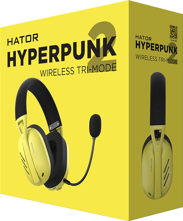 Фото - Гарнитура беспроводная игровая Hator Hyperpunk 2 Wireless Tri-mode Black/Yellow (HTA-857)