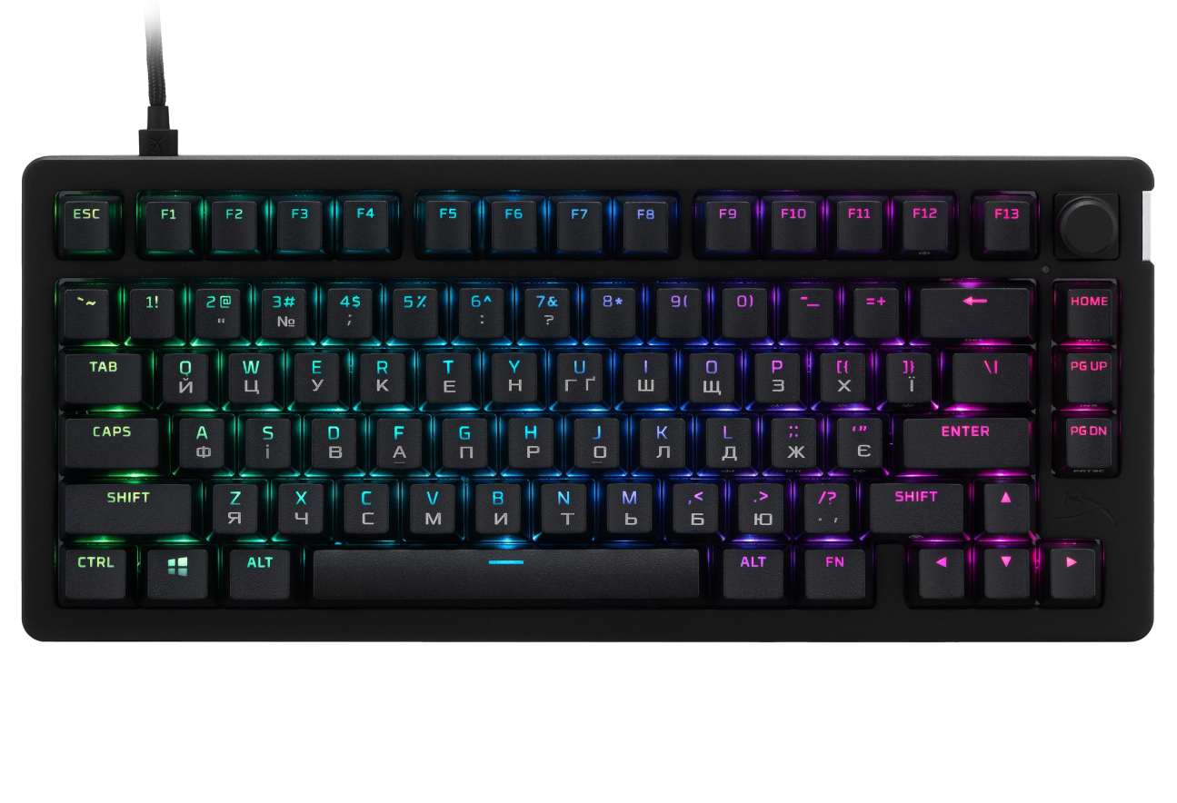 Клавіатура дротова ігрова HyperX Alloy Rise 75 PBT HX Red USB Black (7G7A4AA) - Фото 1