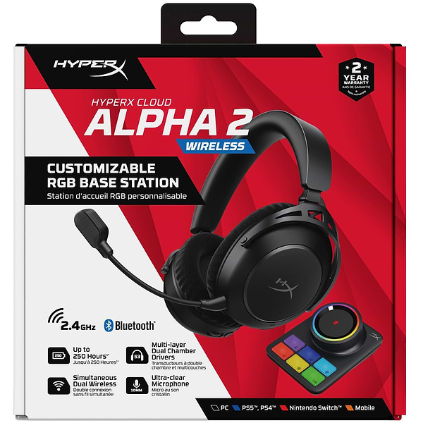 Фото - Гарнітура бездротова ігрова HyperX Cloud Alpha 2 Wireless Black (AJ5C7AA)