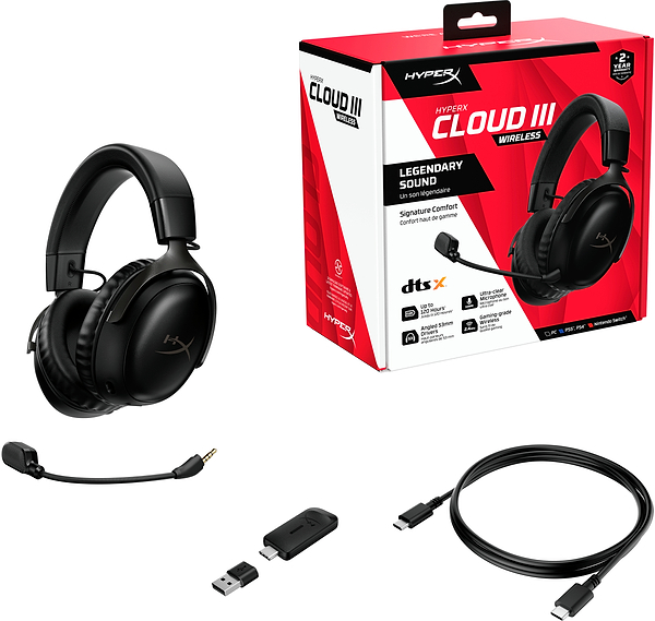 Фото - Гарнітура бездротова ігрова HyperX Cloud III Wireless Black (77Z45AA)