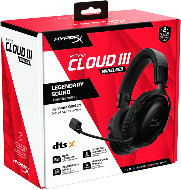 Фото - Гарнітура бездротова ігрова HyperX Cloud III Wireless Black (77Z45AA)