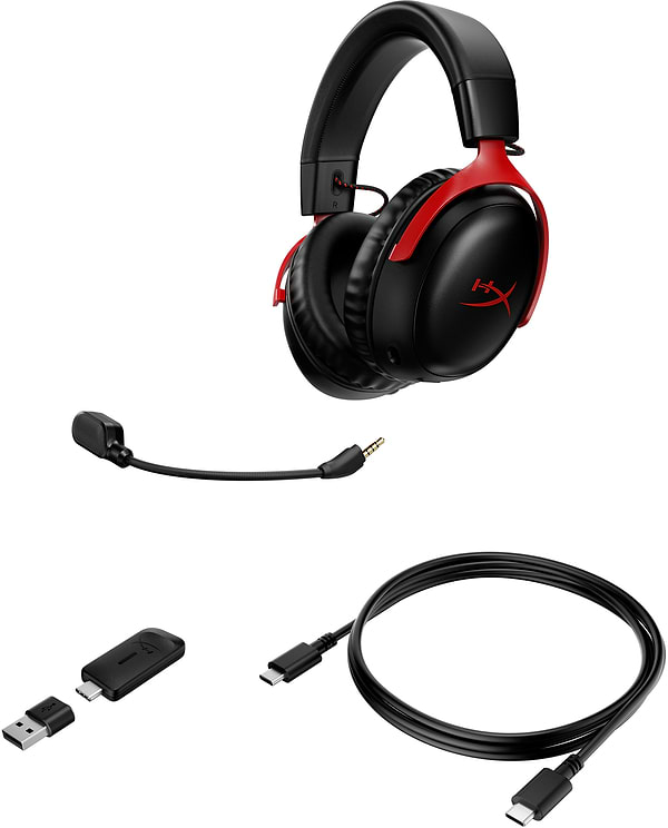 Фото - Гарнитура беспроводная игровая HyperX Cloud III Wireless Black-Red (77Z46AA)