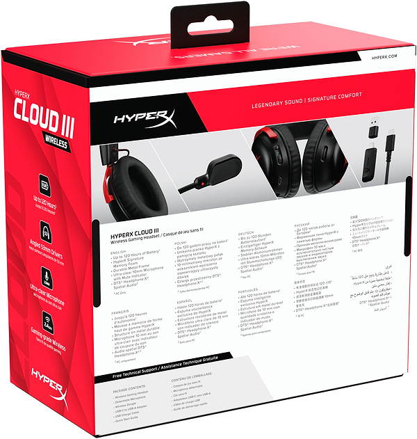 Фото - Гарнитура беспроводная игровая HyperX Cloud III Wireless Black-Red (77Z46AA)