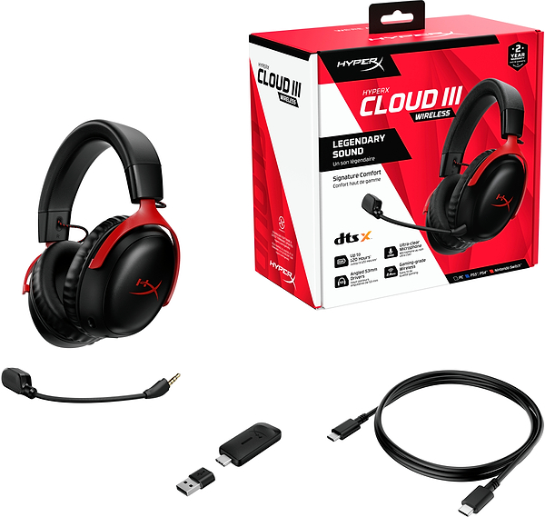 Фото - Гарнитура беспроводная игровая HyperX Cloud III Wireless Black-Red (77Z46AA)