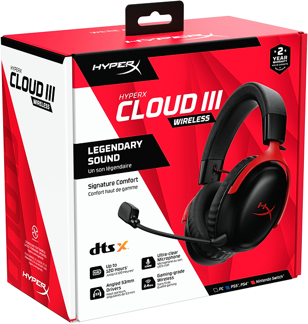 Фото - Гарнитура беспроводная игровая HyperX Cloud III Wireless Black-Red (77Z46AA)
