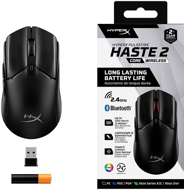 Фото - Мышь беспроводная игровая HyperX Pulsefire Haste 2  Core Wireless Black (8R2E6AA)