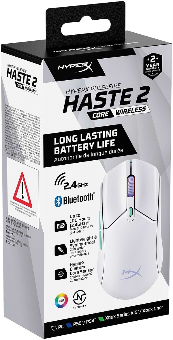 Фото - Миша бездротова ігрова HyperX Pulsefire Haste 2  Core Wireless White (8R2E7AA)