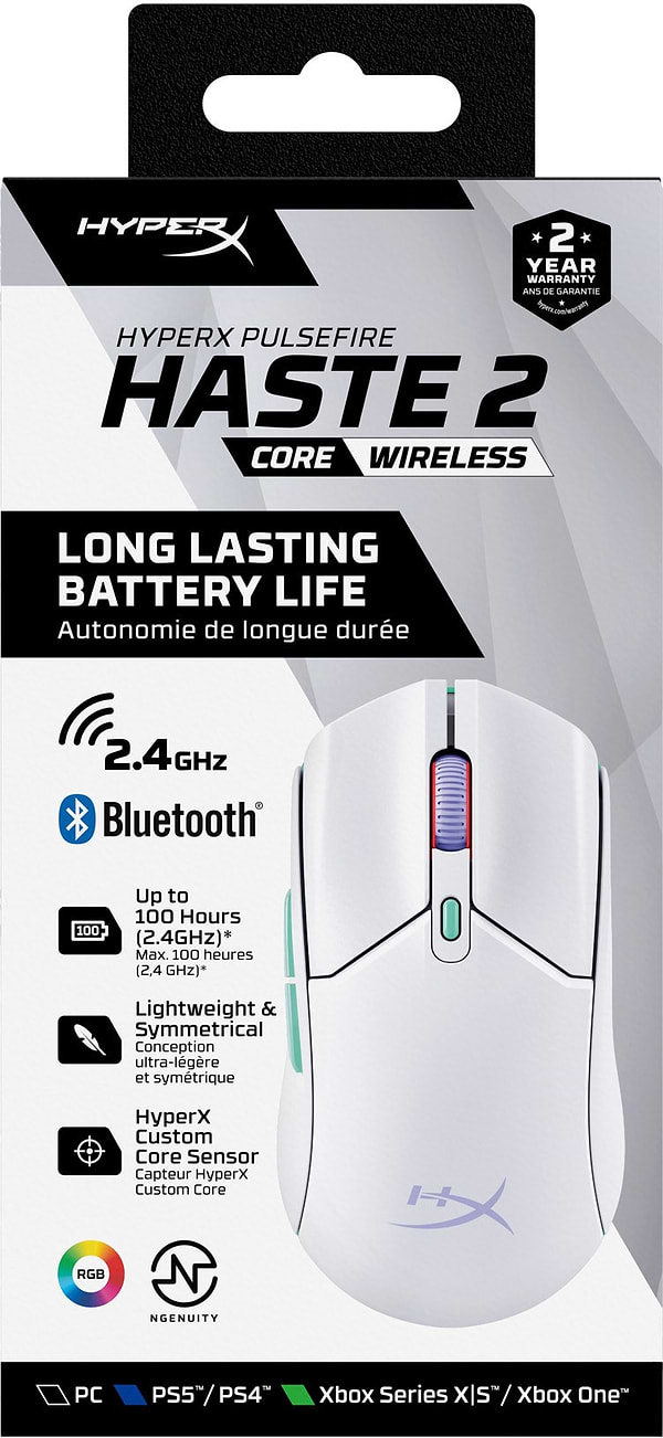 Фото - Миша бездротова ігрова HyperX Pulsefire Haste 2  Core Wireless White (8R2E7AA)