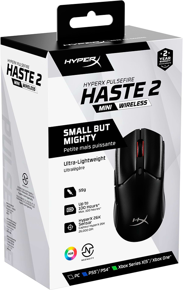 Фото - Миша бездротова ігрова HyperX Pulsefire Haste 2 Mini Wireless Black (7D388AA)