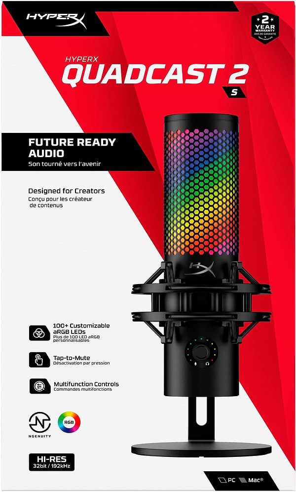 Фото - Микрофон для компьютера проводной HyperX QuadCast 2 S Black RGB (9A273AA)