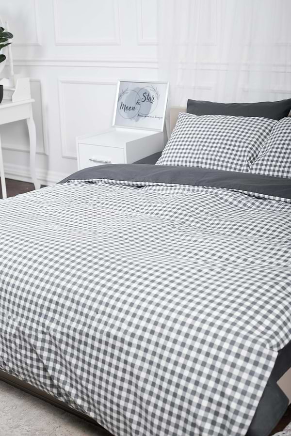 Фото - Комплект постельного белья Moon&Star 175х210 Gray Square Ranforce Elite (MS-820000007)