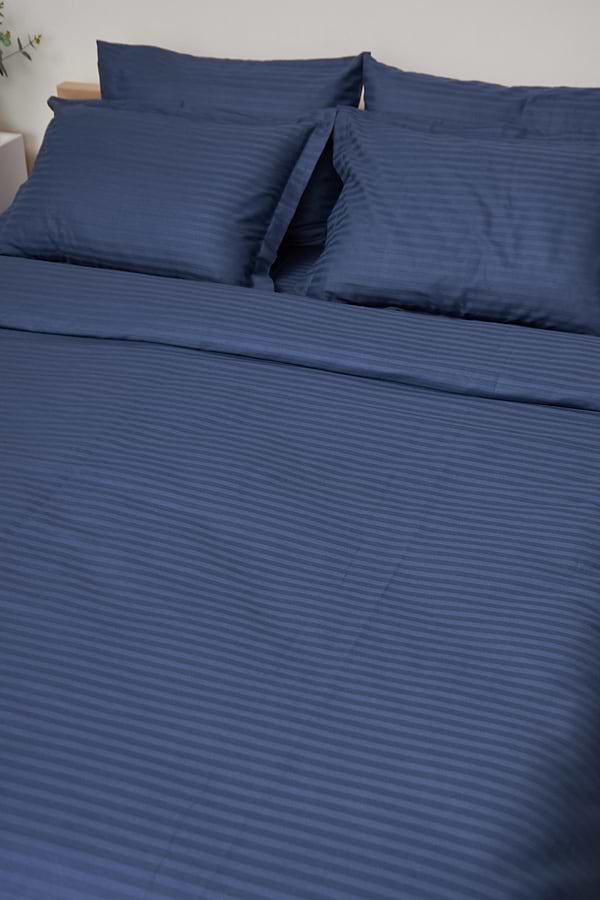Фото - Комплект постільної білизни Moon&Star 160х220х2 нав. 4х70х70 Delfi Blue Satin Stripe (MS-820000524)