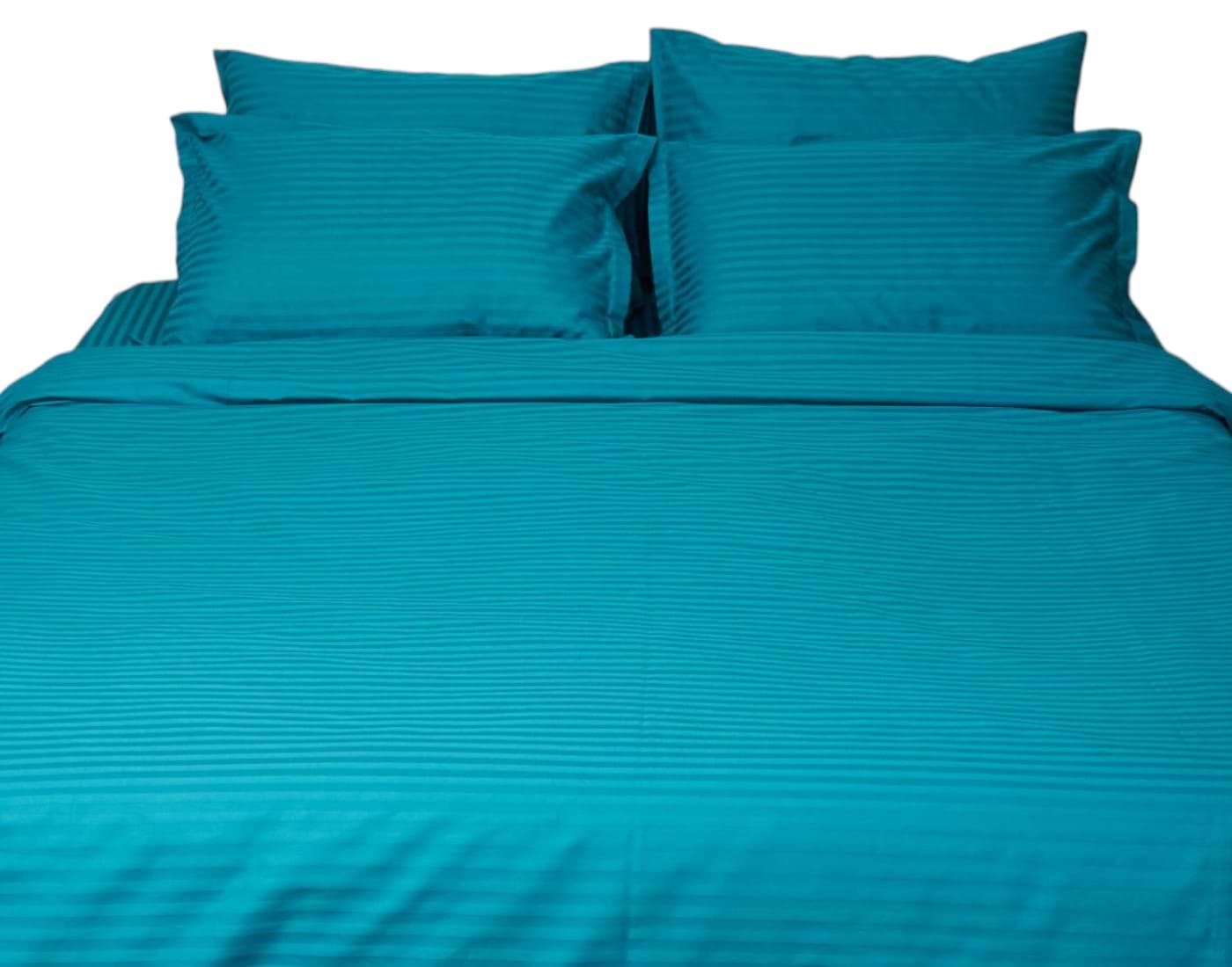 Комплект постельного белья Moon&Star 160х220х2 нав. 4х70х70 Turkish Blue Satin Stripe (MS-820000664)