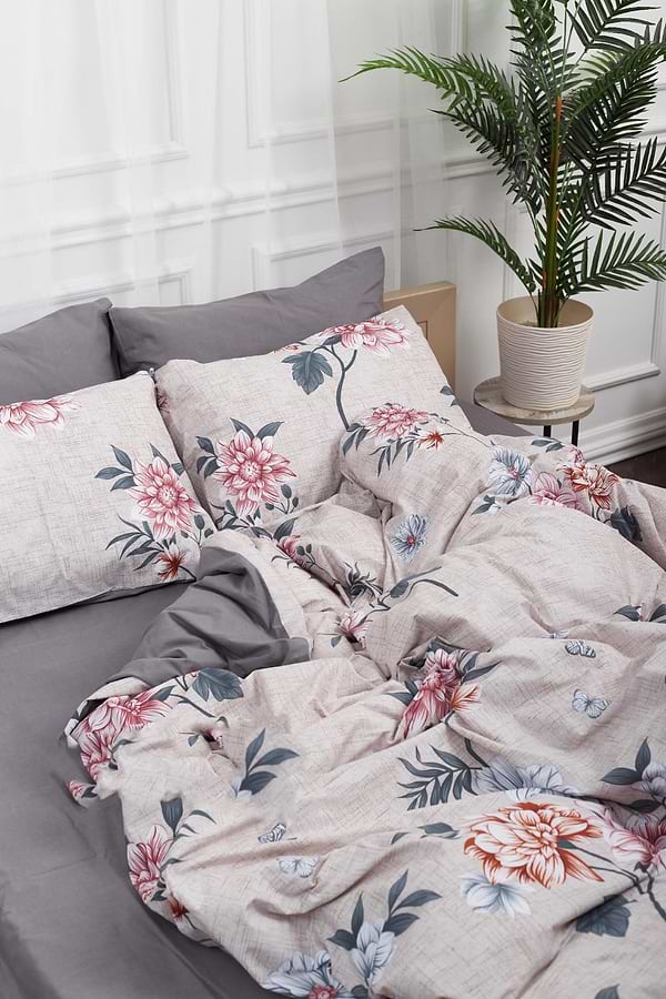 Фото - Комплект постільної білизни Moon&Star King Size 220x240 Flowers Gray Бязь Gold Люкс (MS-820001010)