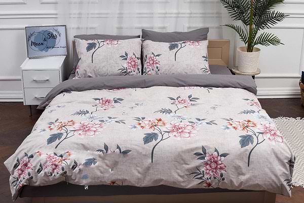 Фото - Комплект постільної білизни Moon&Star 160х220х2 нав. 2х50х70 Flowers Gray Бязь Gold Люкс (MS-820001041)