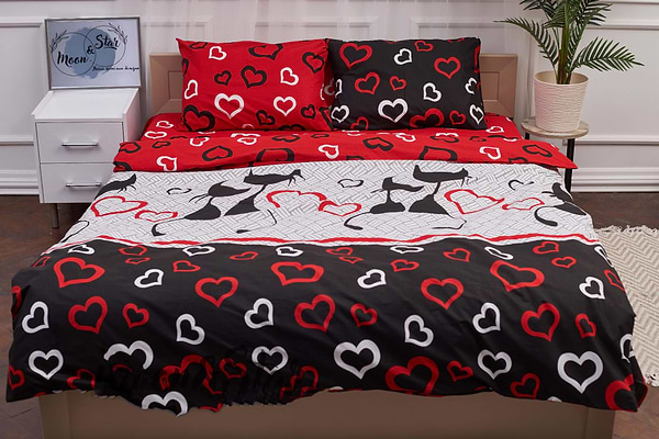 Фото - Комплект постельного белья Moon&Star 160х220х2 нав. 2х50х70 Love Cats Бязь Gold Люкс (MS-820001179)