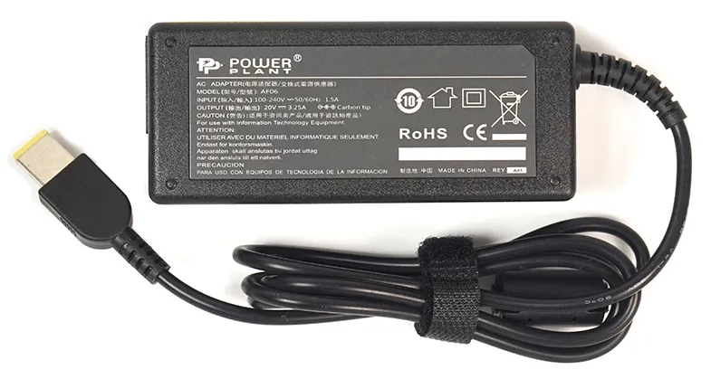 Зарядное устройство для ноутбука PowerPlant IBM/Lenovo 220V 20V 65W 3.25A Special (IB65HUSB) - Фото 1