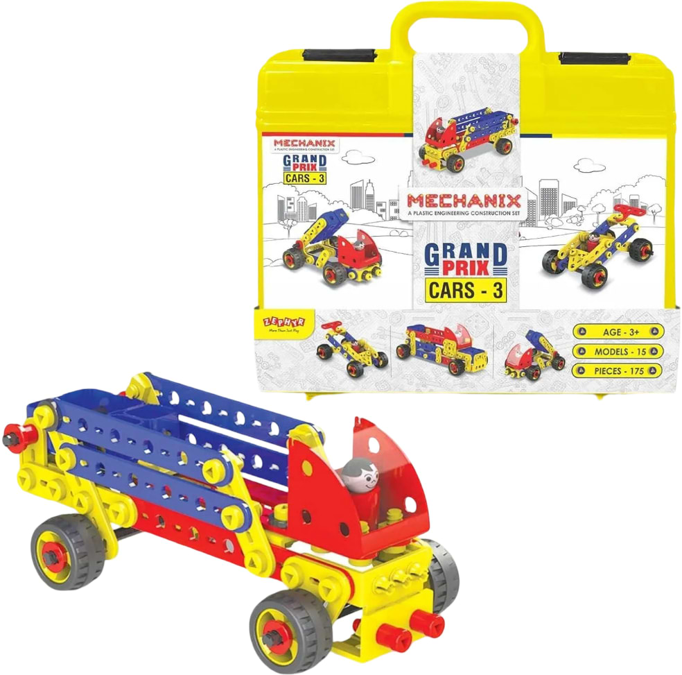 Пластиковый конструктор ZEPHYR "MECHANIX" Авто №3 в кейсе (175 элм./15 моделей) (2008)