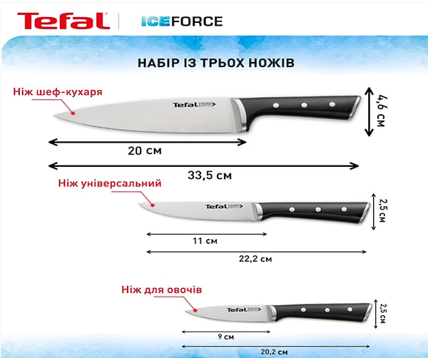 Фото - Набір ножів Tefal K2323S74 Ice Force 3 пр
