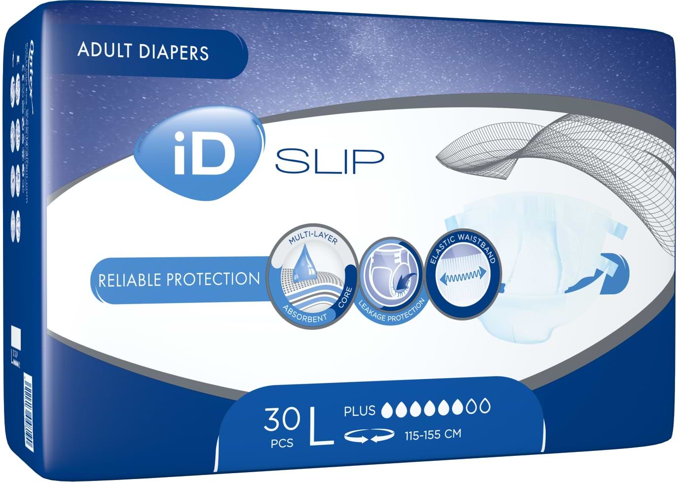 Одноразові підгузки ID Slip Plus Large талия 115-155 см 30 шт. (5411416048190) - Фото 1