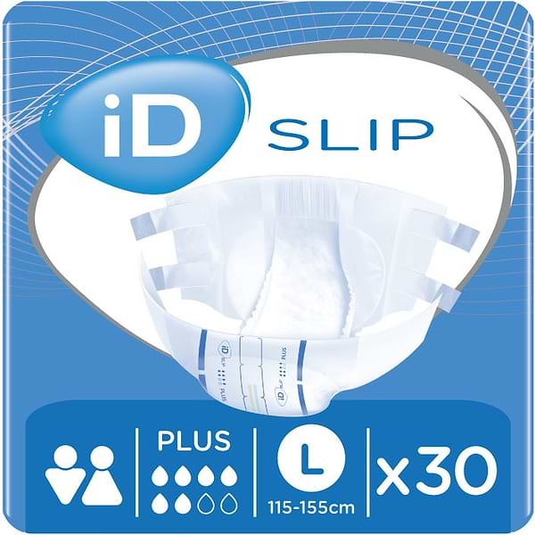 Фото - Одноразові підгузки ID Slip Plus Large талия 115-155 см 30 шт. (5411416048190)