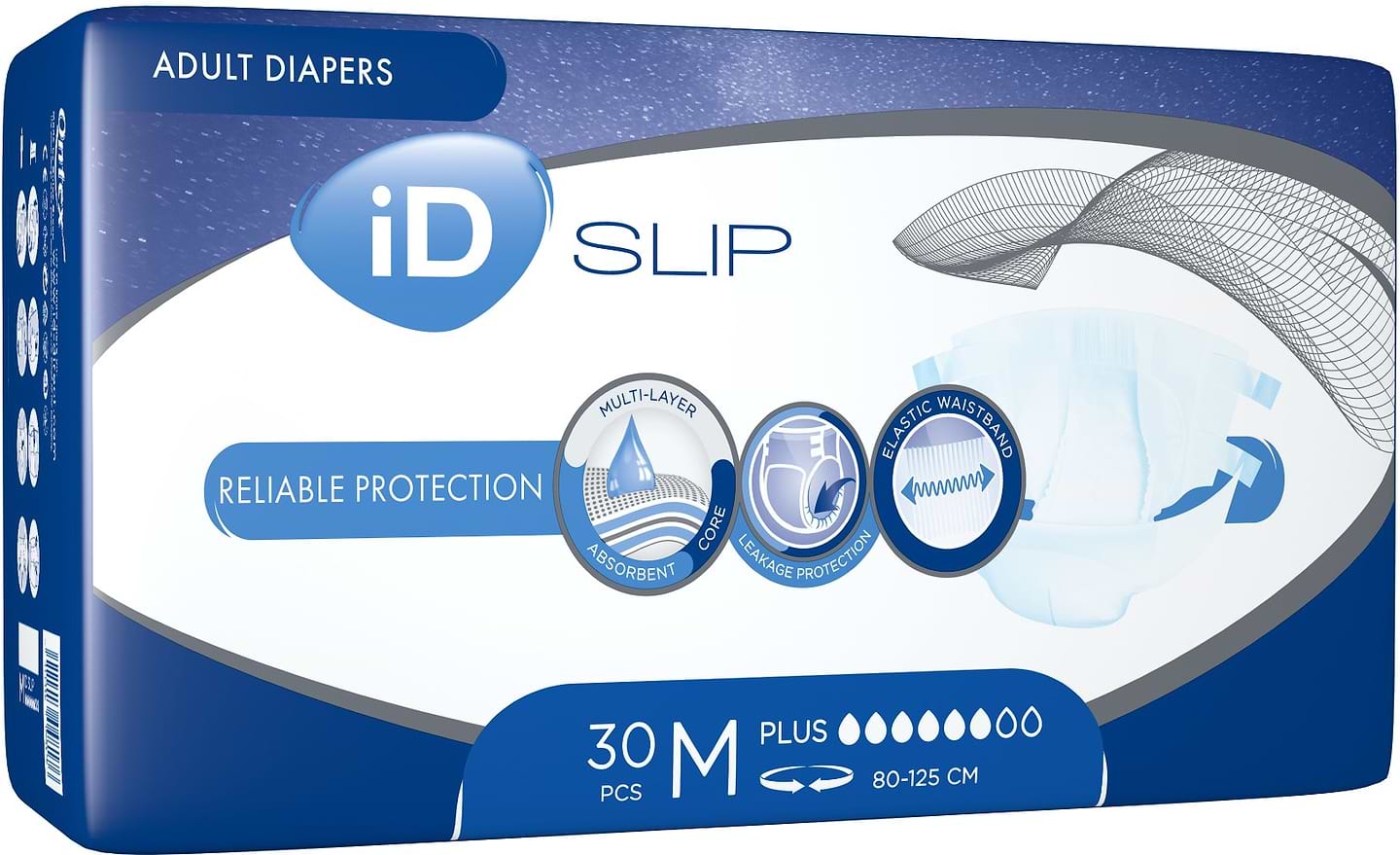 Купити Одноразові підгузки ID Slip Plus Medium талия 80-125 см 30 шт. (5411416048176) - Фото 1 Одноразові підгузки ID Slip Plus Medium талия 80-125 см 30 шт. (5411416048176) - Фото 1