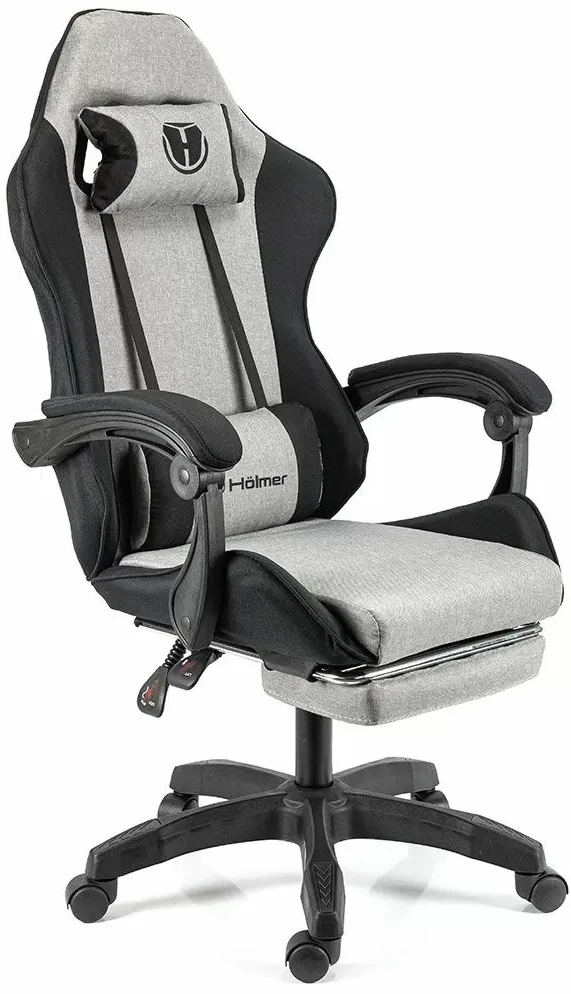 Кресло для геймеров Holmer GCH-03 Size L Fabric Gray/Black Nylon+Footrest