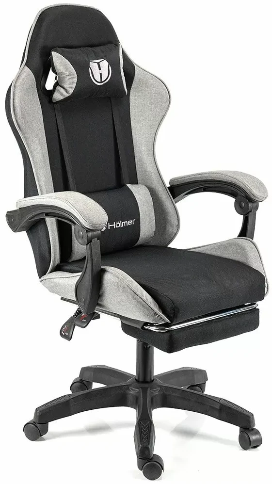 Кресло для геймеров Holmer GCH-04 Size L Fabric Black/Grey Nylon+Footrest