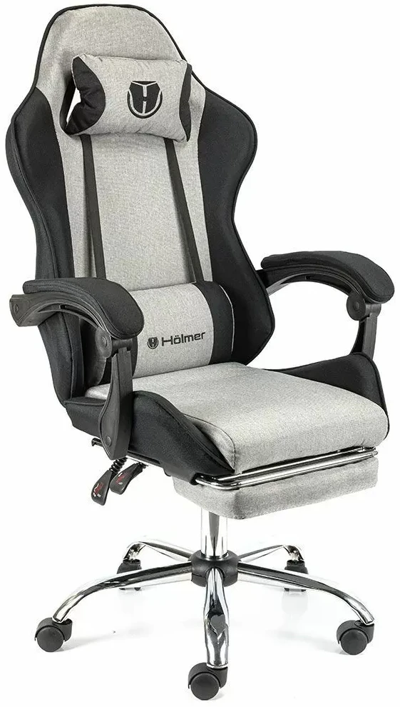 Кресло для геймеров Holmer GCH-05 Size L Fabric Gray/Black Metall+Footrest