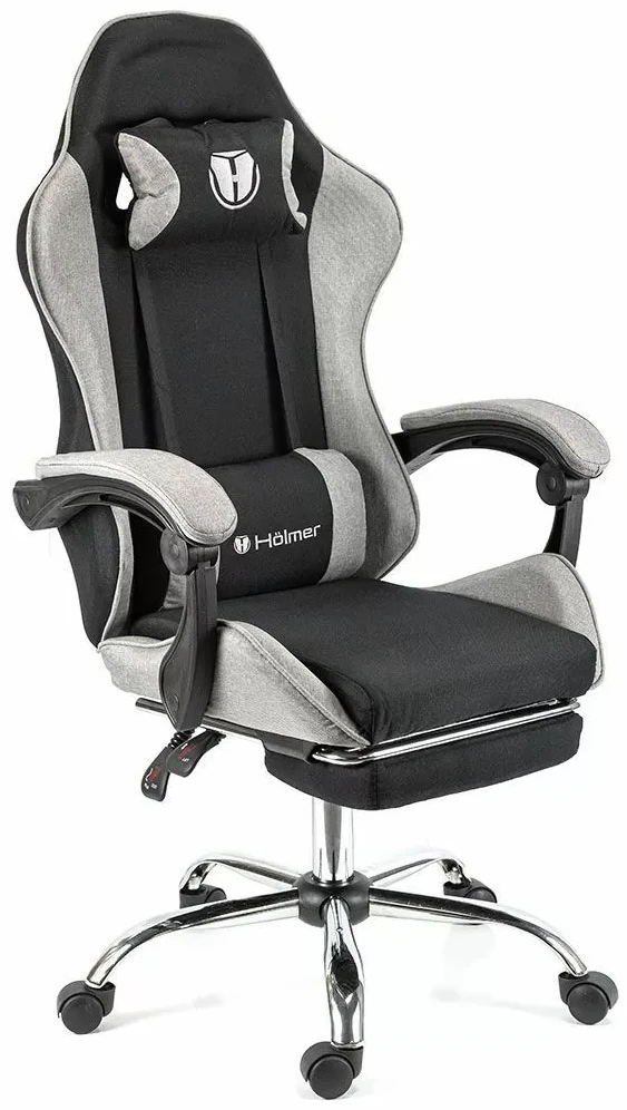 Кресло для геймеров Holmer GCH-06 Size L Fabric Black/Grey Metall+Footrest