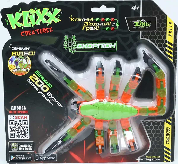 Фото - Интерактивная игрушка Zing Klixx Creaturez - Fidget Скорпион зелено-красный (KX110_A)