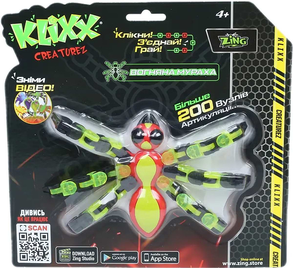 Фото - Фігурка тварини Zing Klixx Creaturez - Fidget Вогняна мураха зелено-червона (KX120_A)