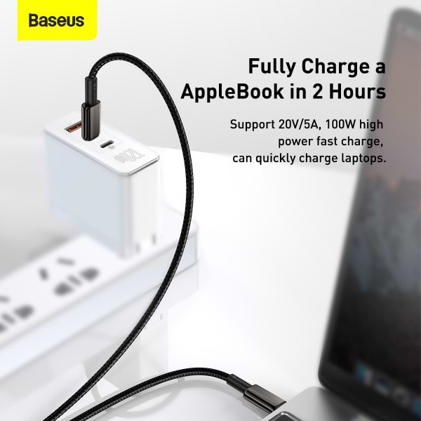 Фото - Перехідник Baseus Tungsten Gold USB-C-USB-C 2m Black (CATWJ-A01)