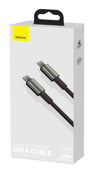 Фото - Перехідник Baseus Tungsten Gold USB-C-USB-C 2m Black (CATWJ-A01)