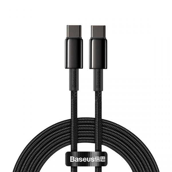Фото - Перехідник Baseus Tungsten Gold USB-C-USB-C 2m Black (CATWJ-A01)