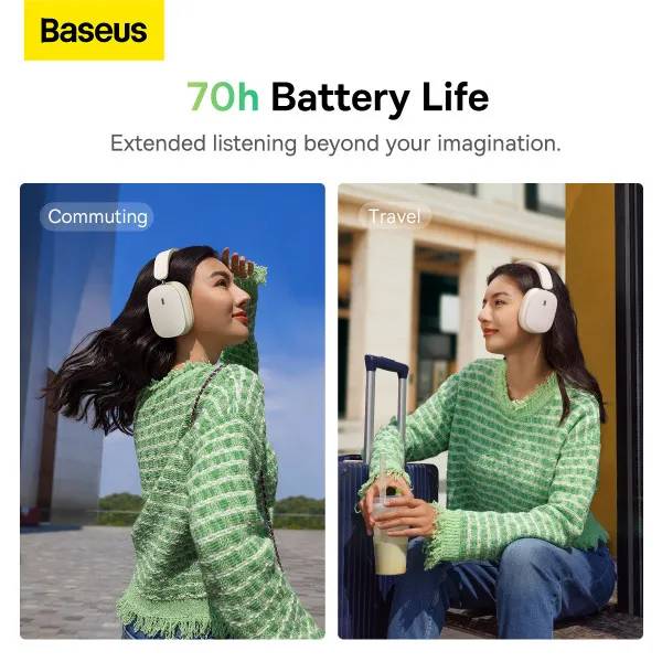 Фото - Наушники накладные беспроводные Baseus Bowie H1 Pro Noise-Cancellation Wireless Headphones Moon White (A00050601213-00)
