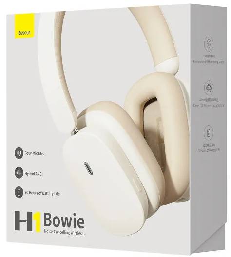 Фото - Наушники накладные беспроводные Baseus Bowie H1 Pro Noise-Cancellation Wireless Headphones Moon White (A00050601213-00)